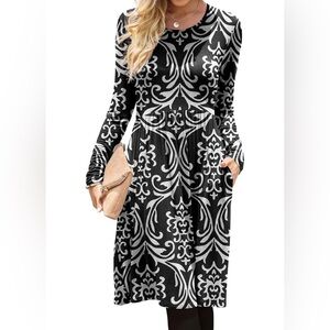DB MOON Women Casual Long Sleeve Dress
